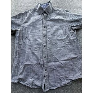 Hurley Shirt Mens Large Charcoal Heathered Slub Button‎ Down Short Sleeve Pocket